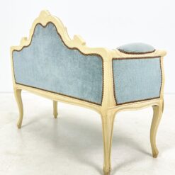 Provanso stiliaus, mėlyno gobeleno minkštasuolis 45x105x85 cm, 44 cm