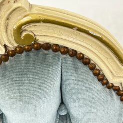 Provanso stiliaus, mėlyno gobeleno minkštasuolis 45x105x85 cm, 44 cm