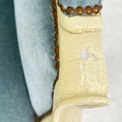 Provanso stiliaus, mėlyno gobeleno minkštasuolis 45x105x85 cm, 44 cm