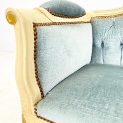 Provanso stiliaus, mėlyno gobeleno minkštasuolis 45x105x85 cm, 44 cm