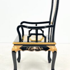 Rytietiškas valgomojo komplektas: apvalus stalas ir 4 vnt. krėslų