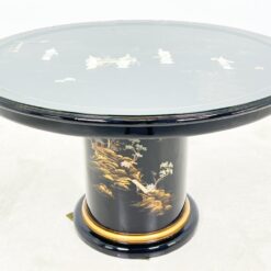 Rytietiškas valgomojo komplektas: apvalus stalas ir 4 vnt. krėslų