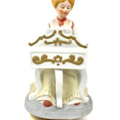 Muzikinė, porcelianinė moters statula su pianinu, sukasi aplink 9,5x11x21cm