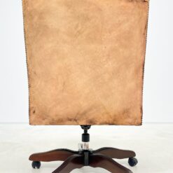 Senovinis, odinis darbo krėslas raudonmedžio rėme 75x71x103 cm, 50-52cm