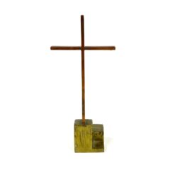 Pastatomas žalvarinis kryžius 3,5×6,5×14 cm