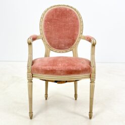 Provanso stiliaus krėslas su rožiniu gobelenu 52x56x98 cm, 49 cm