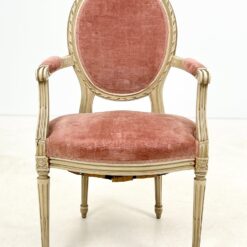 Provanso stiliaus krėslas su rožiniu gobelenu 52x56x98 cm, 49 cm