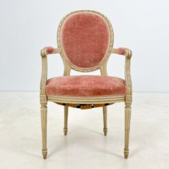 Provanso stiliaus krėslas su rožiniu gobelenu 52x56x98 cm, 49 cm