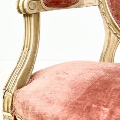 Provanso stiliaus krėslas su rožiniu gobelenu 52x56x98 cm, 49 cm