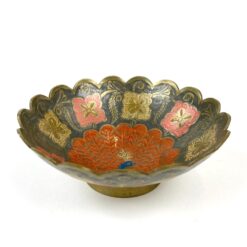 Žalvarinis apvalus dubenėlis dengtas emale 12,5×12,5×5 cm