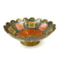 Žalvarinis apvalus dubenėlis dengtas emale 12,5×12,5×5 cm