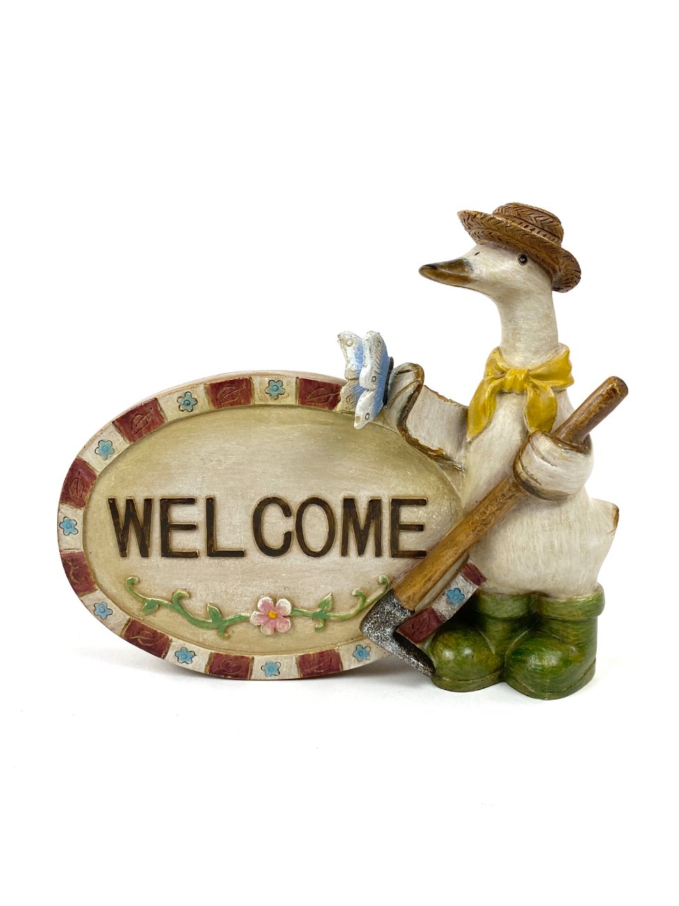 HK1187-kitokios-skulpturos-1 Pakabinama sodo dekoracija “Welcome” 5×16,5×14 cm