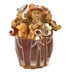 Vintažinė Peru molinė – terakotos statula “Muzikantai” 15x15x19 cm