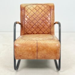 Industrinio stiliaus fotelis metaliniu rėmu ir oda 77x58x83 cm, 46 cm