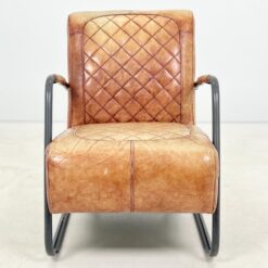 Industrinio stiliaus fotelis metaliniu rėmu ir oda 77x58x83 cm, 46 cm