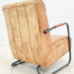 Industrinio stiliaus fotelis metaliniu rėmu ir oda 77x58x83 cm, 46 cm