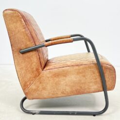 Industrinio stiliaus fotelis metaliniu rėmu ir oda 77x58x83 cm, 46 cm