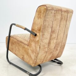 Industrinio stiliaus fotelis metaliniu rėmu ir oda 77x58x83 cm, 46 cm