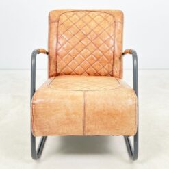 Industrinio stiliaus fotelis metaliniu rėmu ir oda 77x58x83 cm, 46 cm