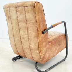 Industrinio stiliaus fotelis metaliniu rėmu ir oda 77x58x83 cm, 46 cm