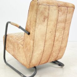 Industrinio stiliaus fotelis metaliniu rėmu ir oda 77x58x83 cm, 46 cm