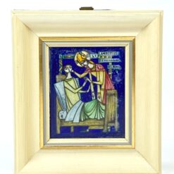 Ikona: Šv. Lambertas guodžia ligonius. Žalvaris, emalė, medis 2x13x14,5 cm