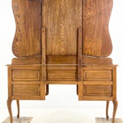 Ąžuolinis kosmetinis staliukas su užlenkiamais veidrodžiais 47x130x163 cm