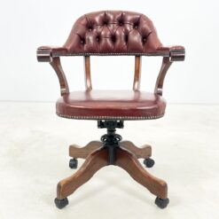 Senovinis, odinis darbo krėslas ant ratukų 65x69x92 cm, 52 cm