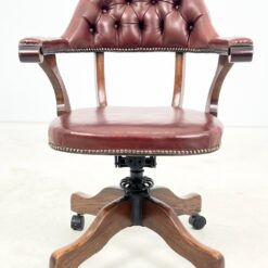 Senovinis, odinis darbo krėslas ant ratukų 65x69x92 cm, 52 cm