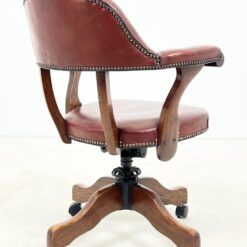 Senovinis, odinis darbo krėslas ant ratukų 65x69x92 cm, 52 cm