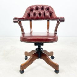 Senovinis, odinis darbo krėslas ant ratukų 65x69x92 cm, 52 cm