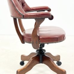 Senovinis, odinis darbo krėslas ant ratukų 65x69x92 cm, 52 cm