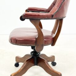 Senovinis, odinis darbo krėslas ant ratukų 65x69x92 cm, 52 cm
