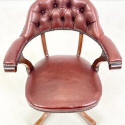 Senovinis, odinis darbo krėslas ant ratukų 65x69x92 cm, 52 cm