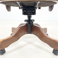 Senovinis, odinis darbo krėslas ant ratukų 65x69x92 cm, 52 cm