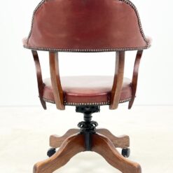 Senovinis, odinis darbo krėslas ant ratukų 65x69x92 cm, 52 cm