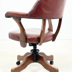 Senovinis, odinis darbo krėslas ant ratukų 65x69x92 cm, 52 cm