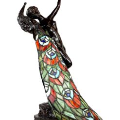 Tiffany stiliaus stalinis šviestuvas “Dama su povu” 25x24x65 cm