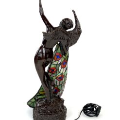 Tiffany stiliaus stalinis šviestuvas “Dama su povu” 25x24x65 cm