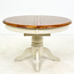 Apvalus medinis išskleidžiamas valgomojo stalas 112×112(+40)x75,5 cm