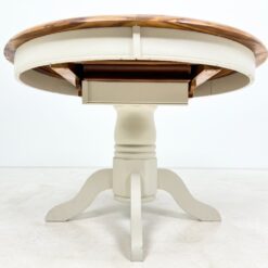 Apvalus medinis išskleidžiamas valgomojo stalas 112×112(+40)x75,5 cm