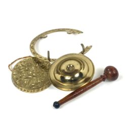 Indiškas žalvarinis stalinis gongas 8x13x16,5 cm