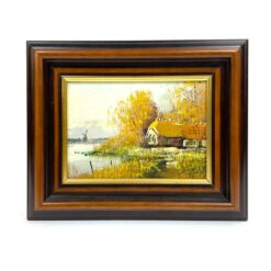 Aliejiniais dažais ant drobės tapytas rudens peizažas medžio rėme 3x27x22 cm