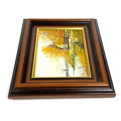 Aliejiniais dažais ant drobės tapytas rudens peizažas medžio rėme 3x27x22 cm