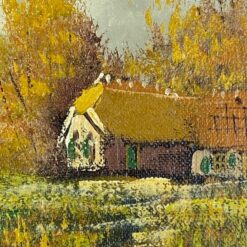 Aliejiniais dažais ant drobės tapytas rudens peizažas medžio rėme 3x27x22 cm