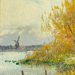 Aliejiniais dažais ant drobės tapytas rudens peizažas medžio rėme 3x27x22 cm