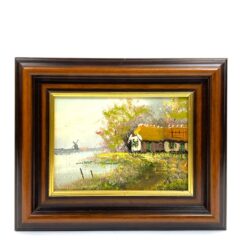 Aliejiniais dažais ant drobės tapytas pavasario peizažas medžio rėme 3x27x22 cm