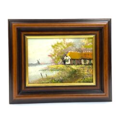 Aliejiniais dažais ant drobės tapytas pavasario peizažas medžio rėme 3x27x22 cm