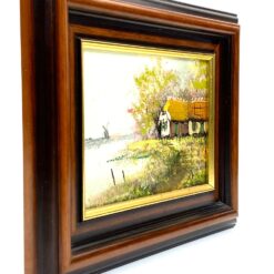 Aliejiniais dažais ant drobės tapytas pavasario peizažas medžio rėme 3x27x22 cm