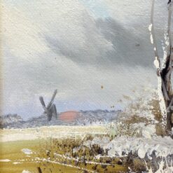 Aliejiniais dažais ant drobės tapytas žiemos peizažas medžio rėme 3x27x22 cm